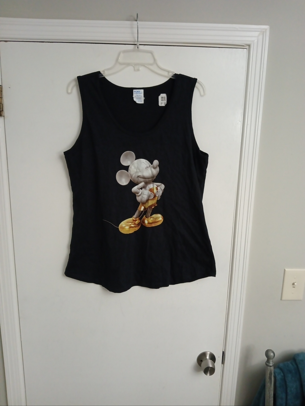 Disney Black Tank Top with Gold-Accented Mickey Mouse Graphic